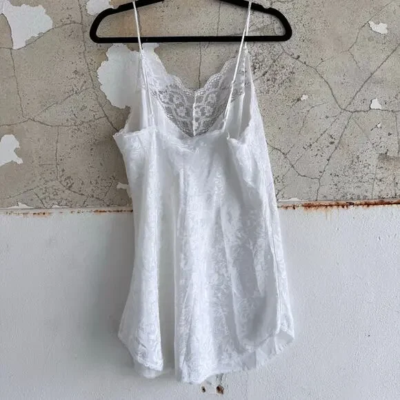 Vtg 90s Slip Dress White Jacquard Bridal Lingerie Romantic Lace Coquette Women S - Picture 2 of 8